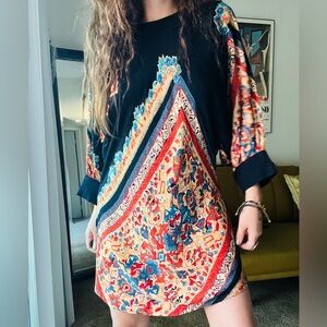 Vintage Style Printed Dolman Sleeve Tunic